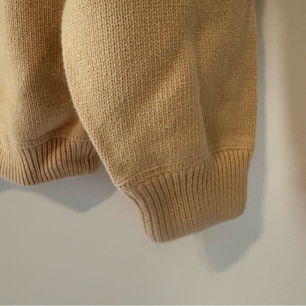 Eddie Bauer Vintage 90s Yellow Chunky Grandpacore Fisherman Men’s Cotton Sweater - Picture 4 of 10